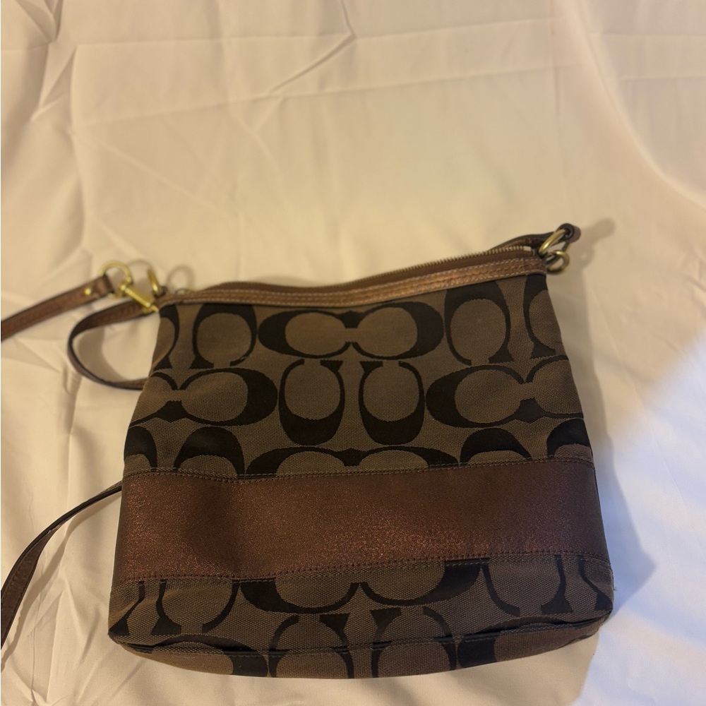 Coach Signature Crossbody Bag in Brown and Black